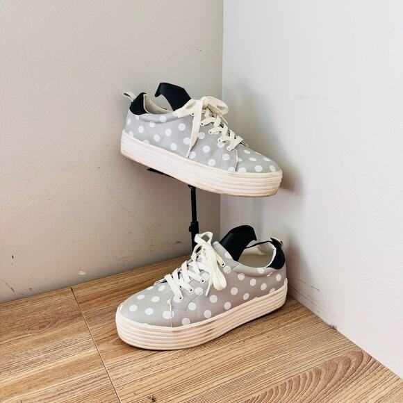 Zara Shoes - Zara Polka Dot Platform Sneakers Gray And White Women’s Size 6